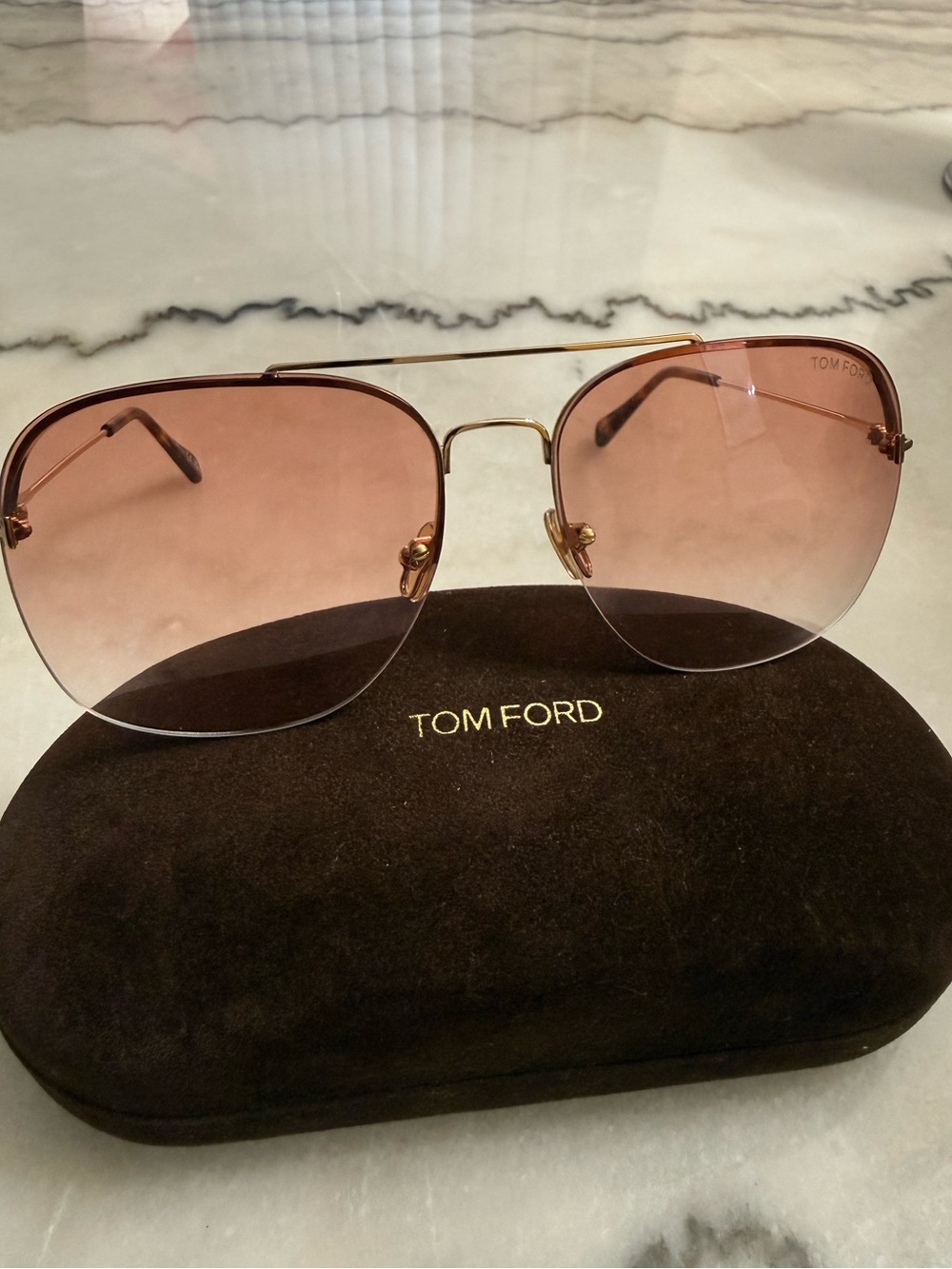 Tom Ford Gold Frame Sunglasses with Pink Gradient Lenses